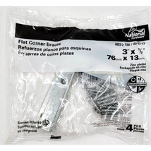 National Hardware Steel Flat Corner Braces N226-738 0.5&quot; x 0.5&quot; x 3&quot; 4 Pack - $8.00