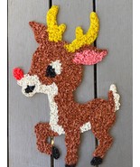 Vtg 70s Glitter Plaques Popcorn Art Rudolph Reindeer Wall Decor Melted P... - $56.52