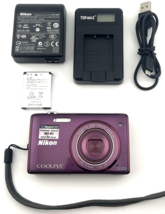 Nikon COOLPIX S5200 16MP Digital Camera PLUM WiFi 6x Zoom Full HD Tested - £173.96 GBP