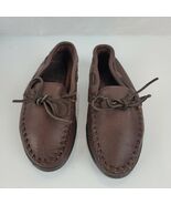 Minnetonka Moccasins Vintage Brown Dark Leather Driving Slippers Loafers... - $38.60