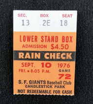 Pete Rose 3 Hits Ticket Stub SF Giants vs Reds Sept. 10 1976 9/10/76 - $14.84