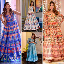 Women Designer Gown with Dupatta India Wedding fashion Maslin dress M to 2XL - £37.08 GBP+