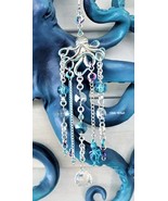 NEW Teal Octopus Suncatcher Teal Crystals Bells Window Art Home Garden U... - $45.00