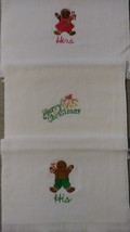 1888 Mills Fingertip towels White fringed end Christmas embroidered desi... - £7.86 GBP