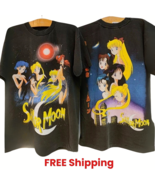 SAILOR MOON Anime 2 Sided Print Vintage Super Soft Bleached Cotton T-shi... - $35.99