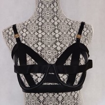 Victoria&#39;s Secret 36B Balconette Bra Black Bandage Bondage Strappy Cage - $24.95