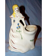 Vintage Unmarked Hand-Painted Woman Planter Near Wide-Mouth Vase Planter - €12,93 EUR