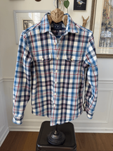 American Eagle Blue Plaid Flannel Button Up Shirt M - $21.60