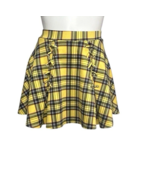 Hot Topic Yellow Plaid Mini Skirt Women&#39;s Large with Pockets School Girl - $24.87