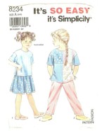 Simplicity 8234 Child&#39;s Shirt, Pants &amp; Skirt Size 2,3,4,5,6,6X UNCUT FF - $8.47