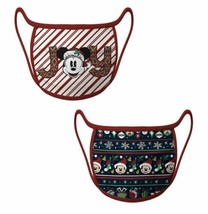 New Disney Parks Christmas Face Masks Set of 2 Mickey Joy &amp; Ugly Sweater... - £7.46 GBP