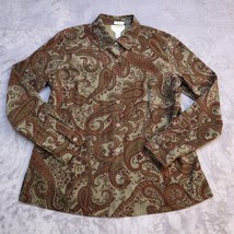 Talbots Shirt Womens M Paisley Printed Button Up Long Sleeve Casual Petite  - £23.72 GBP