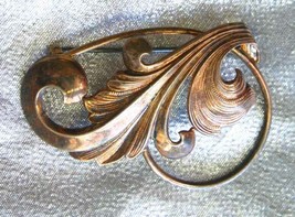 Forstner Elegant Sterling Silver Gold-tone Leaf Brooch 1940s vintage 2&quot; - £30.32 GBP