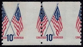 1519 -10c Misperf Error / EFO Flag Pair Mint NH (Stk4) - $6.79