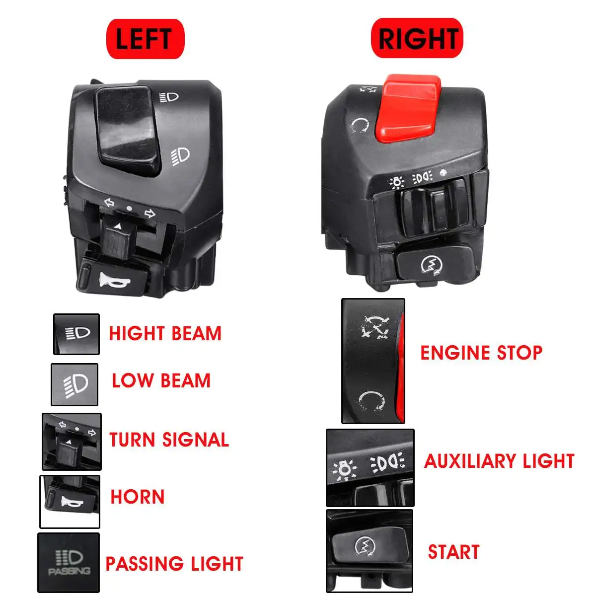 Universal 12V 7/8&quot; 22mm Motorcycle Handlebar Control Switches Turn Signal Switch - £495.09 GBP
