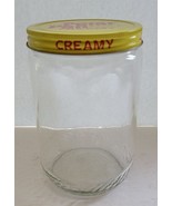 Vtg Peter Pan Creamy Peanut Butter Glass Jar with Original Yellow/Red Me... - £14.79 GBP