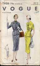 Vintage 1950s Vogue 7958 Women&#39;s Suit &quot;Easy to Make&quot; - £15.98 GBP