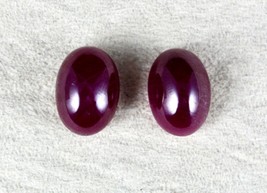 Natural Untreated Ruby Oval Cabochon Gemstone 2 Pcs 36.50 Cts Designing Earring - £628.84 GBP