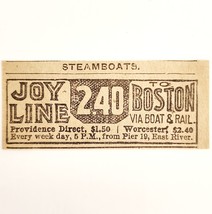 1910 Joy Line Steam Boat Advertisement Antique Boston Rhode Island Trave... - $19.99