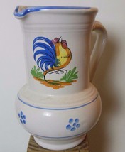 Coli Italy Ceramic Pitcher  Handpainted Rooster 7.5 x 6&quot; - £22.15 GBP