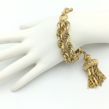 MONET Damita gold-tone tassel bracelet - BOOK PC 60s chunky 2-strand rope chain - £51.83 GBP