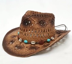 New Unisex Straw Cowboy Western Flexible Shapeable Hat Cap - £22.47 GBP