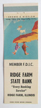 Ridge Farm State Bank - Ridge Farm, Illinois 20 Strike Matchbook Cover IL - £1.38 GBP