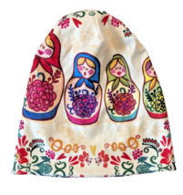 Knitted Beanie Skull Cap Russian Matroyshka Nesting Doll Print Floral Po... - $282.95 MXN