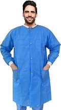 Disposable Lab Coats Large, Blue Knee Length 10-Pack - £24.79 GBP