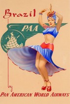 Pan American Airlines Brazil Vintage Travel Wall Art  | POSTER 24 X 36 I... - $23.36