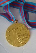 1988 Calgary Olympic &#39;Gold&#39; Medal  with Ribbons &amp; Display Strands/Pouch !!! - £39.16 GBP