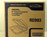 200PK Ecopax 9"x9" U-Vent Hinged Foam Container Regal-Plain 3-Compartmen... - $20.48
