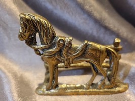 Vintage Brass Horse Business Card Holder Equestrian Fence 3&quot; - £8.14 GBP