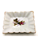 Mid Century Porcelain Jewelry Pin Trinket Dish Ashtray Made Japan Pink F... - $34.30 CAD
