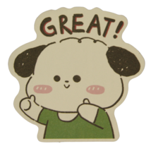 Puppy Dog Great! Thumbs Up Pink Cheeks Green Shirt Top Cute Chibi Kawaii... - $2.96