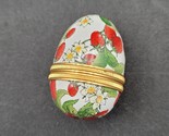 Halcyon Days Enamels Strawberry Floral Egg Trinket Box, Made in Bilston ... - $29.69