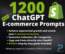 1200+ ChatGPT Prompts for E-commerce Sellers | E-commerce Success | Drop... - £3.11 GBP