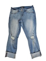 Torrid Premium Boyfriend Medium Wash Distressed Cuffed Capri Jeans Women... - £19.19 GBP