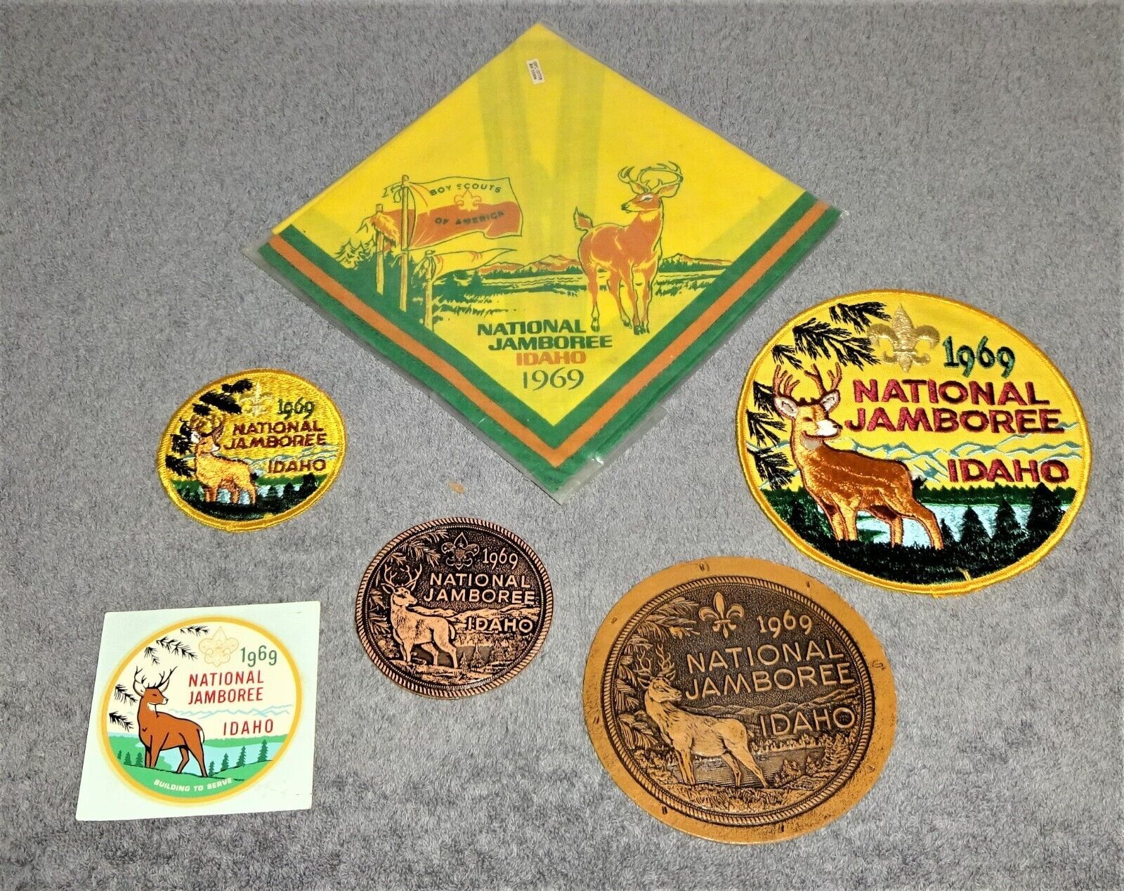 Primary image for Vintage Boy Scouts Of America BSA 1969 National Jamboree Neckerchief & Patches