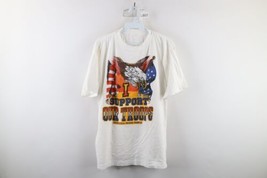 Vintage 90s Mens Large Spell Out Operation Desert Shield Military T-Shirt White - £31.07 GBP
