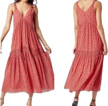 Joie Dress $248.00 Tiered Cotton Lined Tea Rose Midi Maxi Dress Medium R... - £28.63 GBP