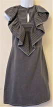 SeeByChloe Embroidered Ruffle Dress Sz:EU-36/US~6 Gray Made in Portugal - $69.98