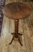 Antique Pedestal Stand Oak Twist Swirl 34&quot; Tall Candlestick 14&quot;Round Classic - £119.89 GBP