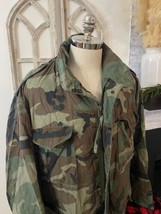 Vintage US Army Cold Weather Man&#39;s Field Coat Alpha Woodland Camo XL Reg READ! - £38.94 GBP