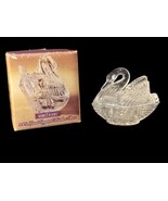 Vintage Crystal Clear Glass Swan Covered Jewelry Ring Trinket Box Dish w... - $25.78 CAD