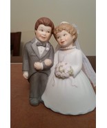 Bride &amp; Groom Abbey Press Ceramic Wedding Anniversary Fabric veil bead n... - $27.39 CAD