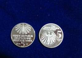 GERMANY  5 DM MARK   LOT OF TWO (2)  COMMEMORATIVES    CuN    UNC - €13,02 EUR