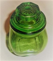 Vintage Indiana Glass Green Color Solid Canister/Apothecary Glass Jar with Lid C - $24.99