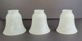 Vintage Set Lot 3 Art Deco Frosted Lamp Shades Swirl White 4.75&quot; Bell Shape - £22.15 GBP