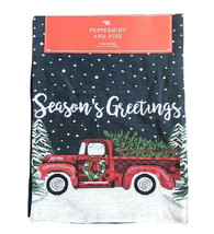Christmas Red Farm Truck Table Runner Tapestry 13x72&quot;  Holiday Cabin Rustic - £26.50 GBP